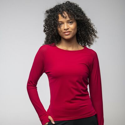 Raspberry long-sleeved technical T-shirt