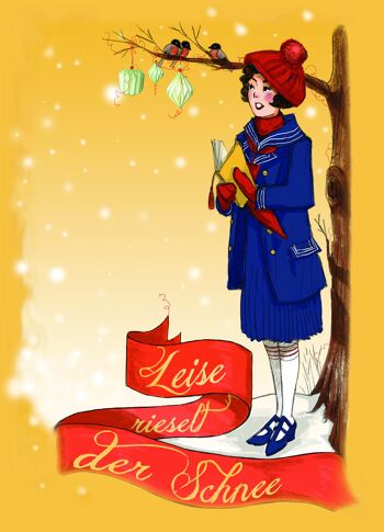Carte postale vintage de Noël La neige tombe doucement 2