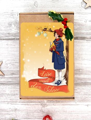 Carte postale vintage de Noël La neige tombe doucement 1