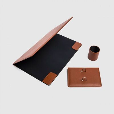 Leather writing desk, leather color 51 x 35 cm - Set Of Three Pieces