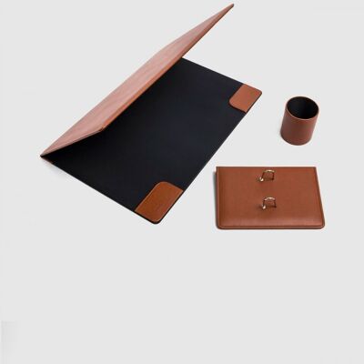 Bureau en cuir, couleur cuir 51 x 35 cm - Ensemble de trois pièces
