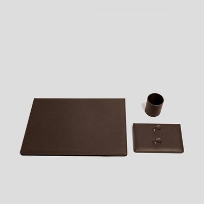 Leather writing desk, dark brown 51 x 35 cm - Set Of Three Pieces