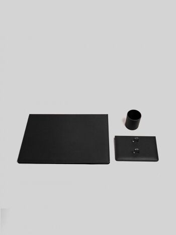 Bureau en cuir, noir 51 x 35 cm - Set de trois pièces 2