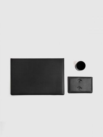 Bureau en cuir, noir 51 x 35 cm - Set de trois pièces 3