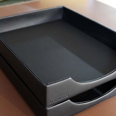 Black tabletop tray in imitation leather