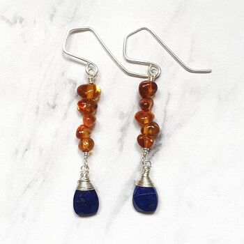 Lapis Lazuli and Amber Gemstone Earrings 2