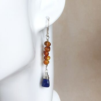 Lapis Lazuli and Amber Gemstone Earrings 3