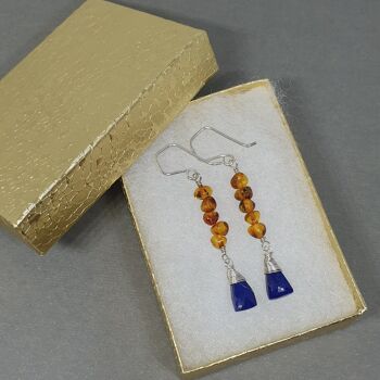 Lapis Lazuli and Amber Gemstone Earrings 4
