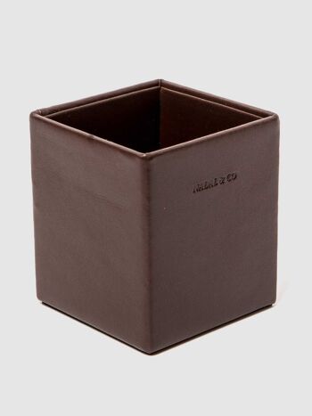 Porte-crayon de bureau en cuir marron foncé 2