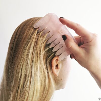 Peine de pelo de cuarzo rosa | Curación