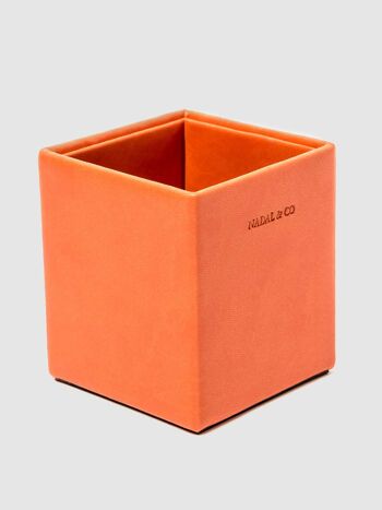 Porte-crayon de bureau en cuir orange 3