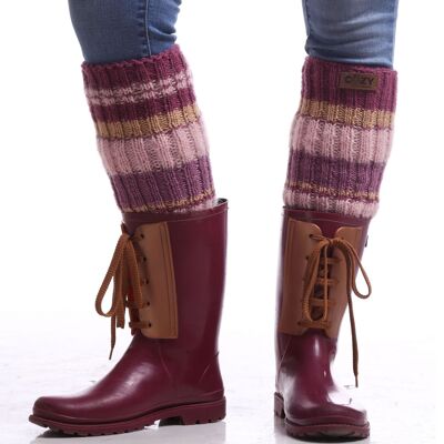 Wool hand knit leg warmers, Multi color high knee winter getty, No fingers thick boots socks