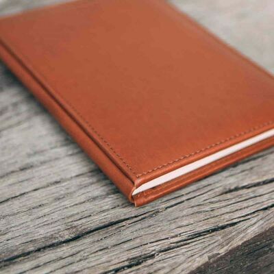 Leather-colored signature book with leather covers