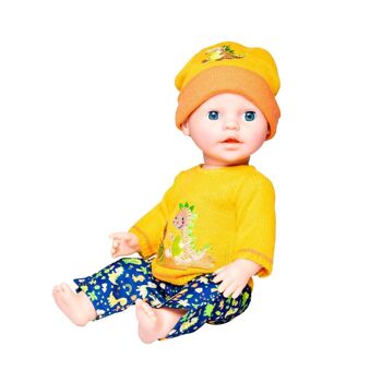 Pull en tricot de poupée avec pantalon "Dino", Gr. 28-35cm 4
