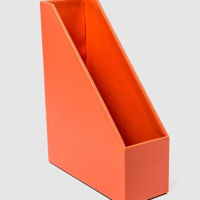 Orange imitation leather magazine rack