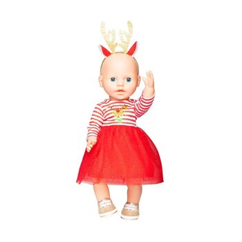 Robe de Noël de poupée avec bandeau "Rudi Reindeer", Gr. 28-35cm 4