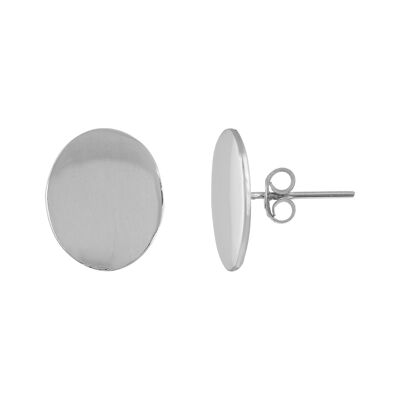 Boucle d'Oreille Argent "Unique Silver" Bouton Ovale Argent 925