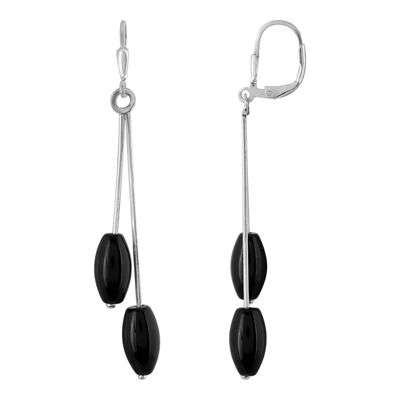 Orecchino in argento "Single Silver" Cascade A2 cristallo nero argento 925