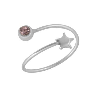 Bague en argent massif "Univers rose" Swarovski