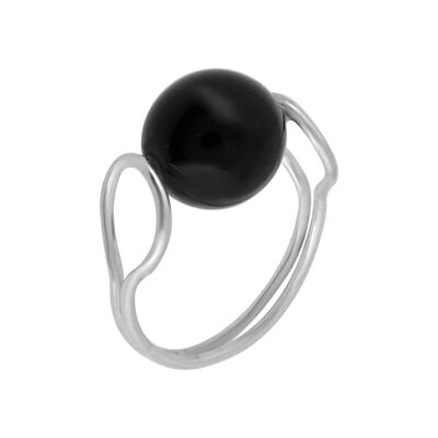 Anello "Fix Onyx" in argento sterling con cristallo di onice nero