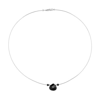 Silber- und Kristall-Schwarzherz-Halsband, Silber 925, 40 cm