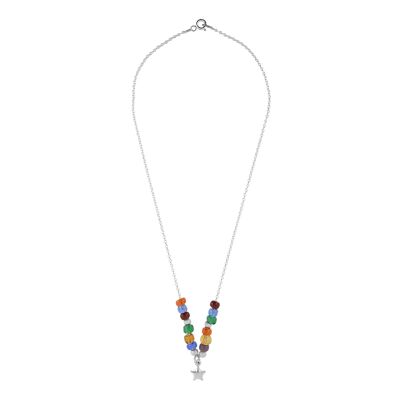 Tour de cou étoile multicolore en argent sterling 925