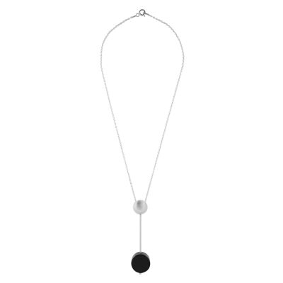 Tour de cou en argent sterling 925 et cristal Black Pendulum