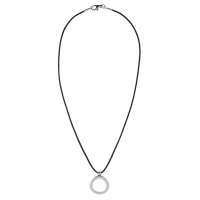 Tour de cou en cuir trou noir en argent sterling 925