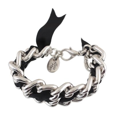 RockYou black double silver chain bracelet