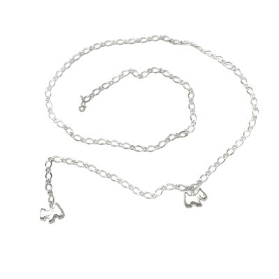 Westie dog pendant silver chain belt