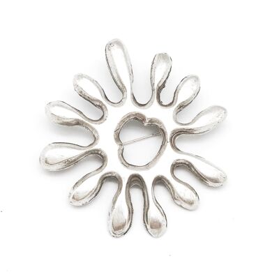 Gloria Mago brooch silver irregular round plated zamak 5.5cm