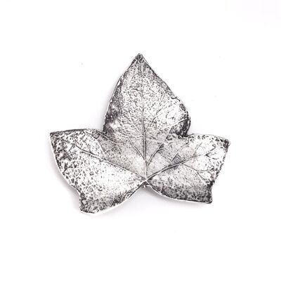 Broche Feuille Mago Glory zamak plaqué argent 6.5x7cm "Feuille d'Automne"