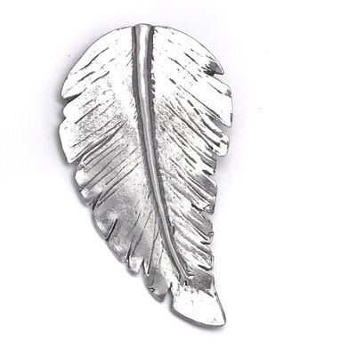 Glory Mago feather brooch plated zamak silver 9x5cm
