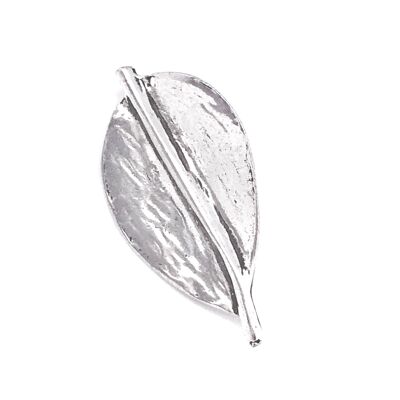 Broche feuille Glory Wizard plaqué argent zamak 5.5x3 cm"Feuille parfaite"