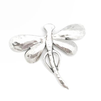 Spilla Gloria Mago libellula placcata in zama argento 6.5x8 cm