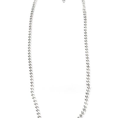 Halskette aus silberfarbenem, diamantiertem Messing, 50 cm