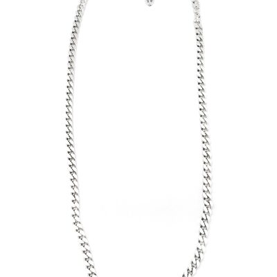Collier chaine laiton plaqué argent diamant 50cm