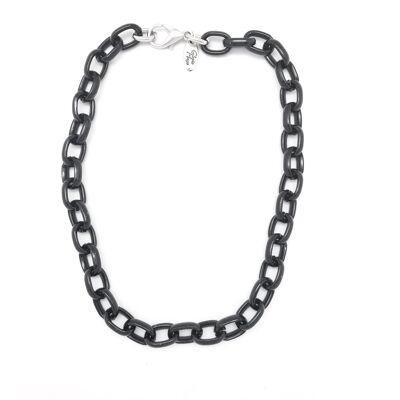 Schwarzes Kettenhalsband – silberfarben, 40 cm