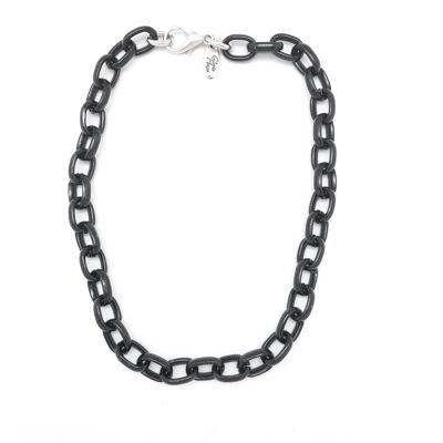 Gargantilla cadena negro - plata 40cm color
