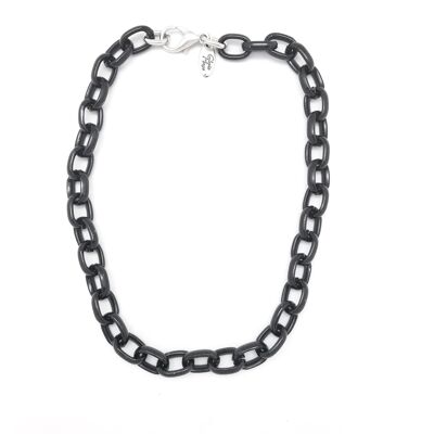 Tour de cou chaîne noire - couleur argent 40cm