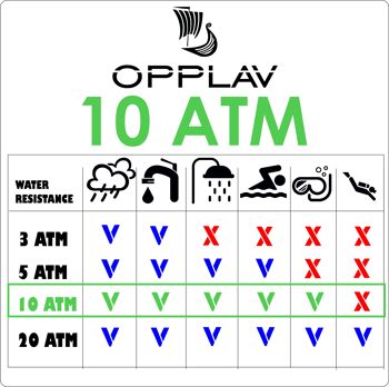 Montre analogique OPPLAV TROPIC, boîtier en acier et plastique 42X49 mm Submersible 10 ATM Epson Y121E, avec bracelet en caoutchouc. Cadran noir pour éviter les reflets. 3