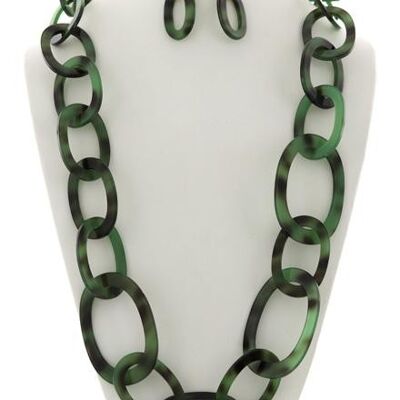 Amope Cellulose Acetate Long Neck & Earring Set - Green