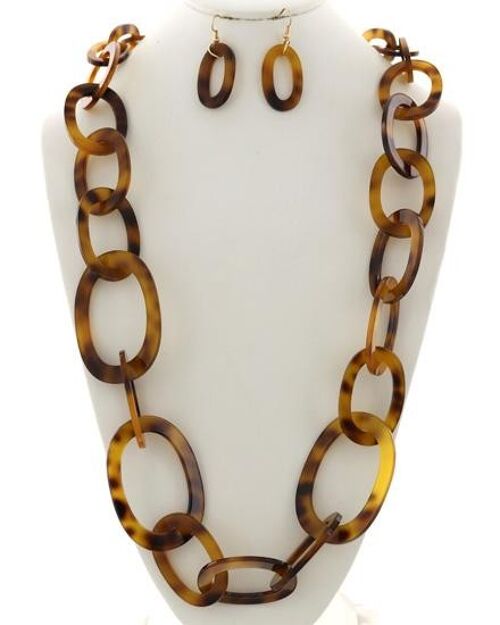 Amope Cellulose Acetate Long Neck & Earring Set - Brown