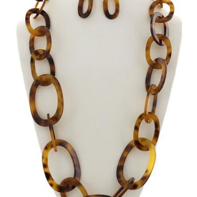 Amope Cellulose Acetate Long Neck & Earring Set - Brown