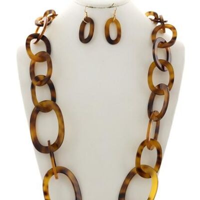 Amope Cellulose Acetate Long Neck & Earring Set - Brown