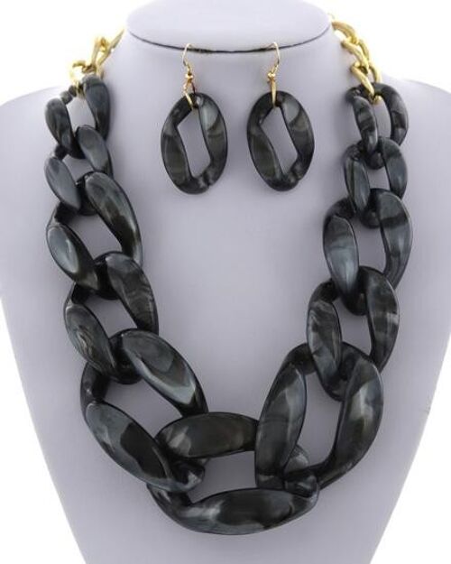Asunle Necklace & Earring Set - black