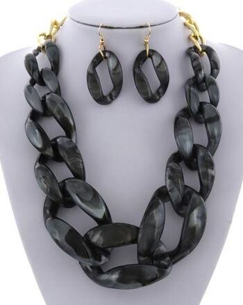 Ensemble collier et boucles d'oreilles Asunle - noir