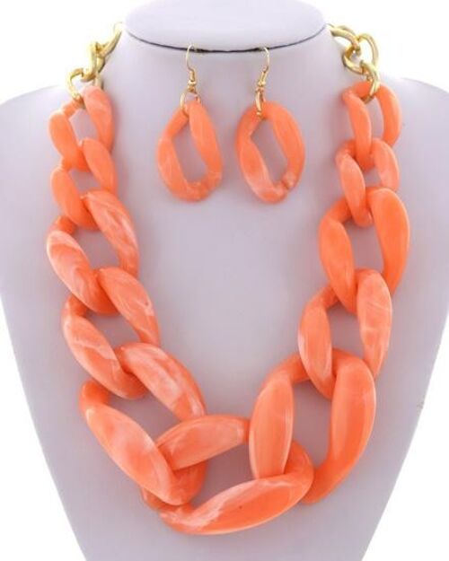 Asunle Necklace & Earring Set - coral