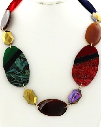 Ensemble Collier Long et Boucles d'Oreilles Ashake - Multicolore 1