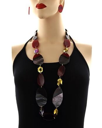 Ensemble Collier Long et Boucles d'Oreilles Ashake - Multicolore 2